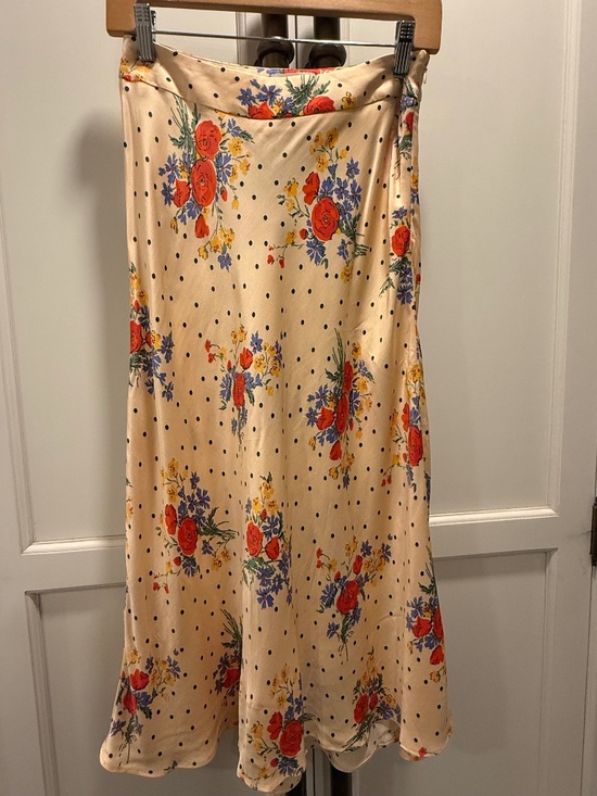 Sezane Dresses & Skirts - Sezane Floral Polka Dot Satin Midi Skirt